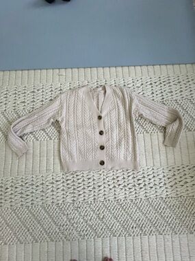 Cyrus Cream Cable Knit Button-Front Cardigan